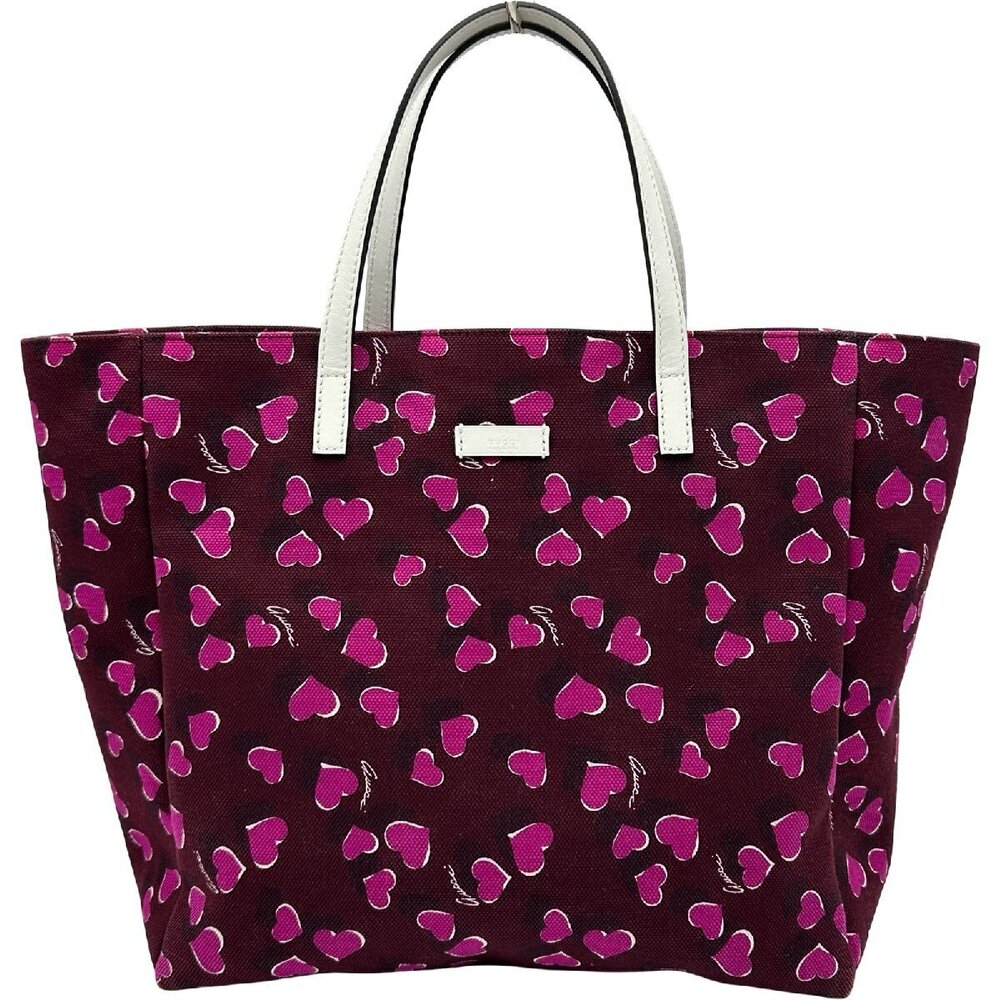 Gucci Heartbeat Tote Bag Pink Red Canvas